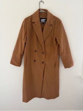 Lands' End Quilted-Lined Wool-Blend Coat in Camel